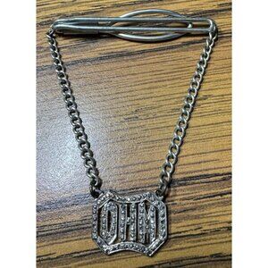 Manleigh Tie Clasps w/ Sterling Dangling Marcasite Letters OHM READ
